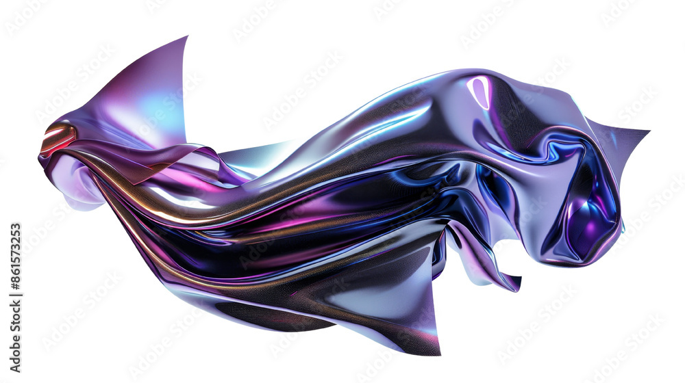 Fototapeta premium Gradient dark metal wave fluid isolated on transparent background