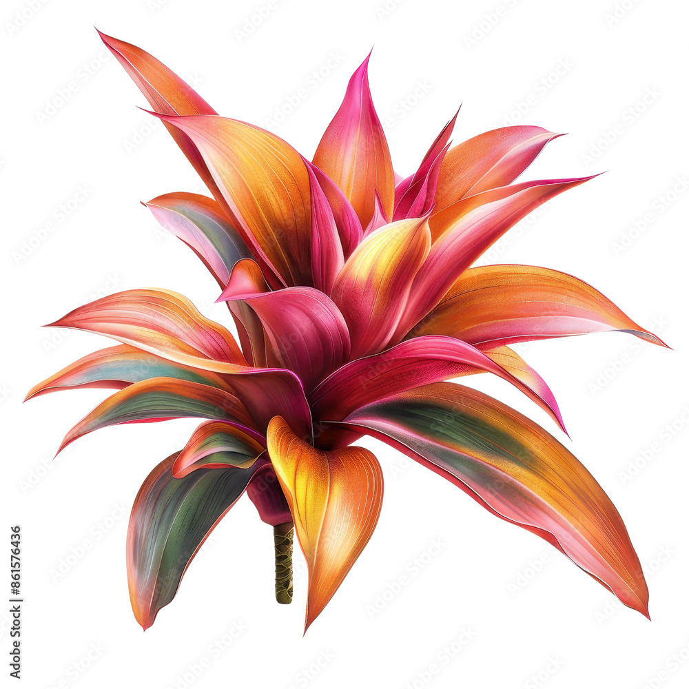 Vibrant tropical flower with colorful petals in striking shades of orange, pink, and green. Perfect for nature and botanical themes. Vibrant tropical flower with colorful petals in striking shades of orange, pink, and green. Perfect for nature and botanical themes.