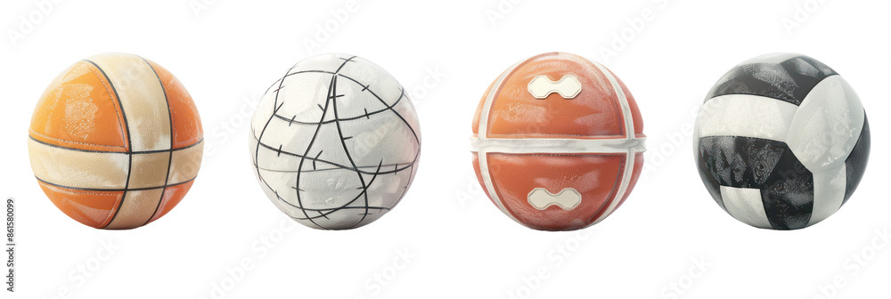 Fototapeta premium Four Different Balls with White Dust