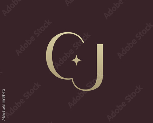 CJ letter logo icon design. Classic style luxury initials monogram.