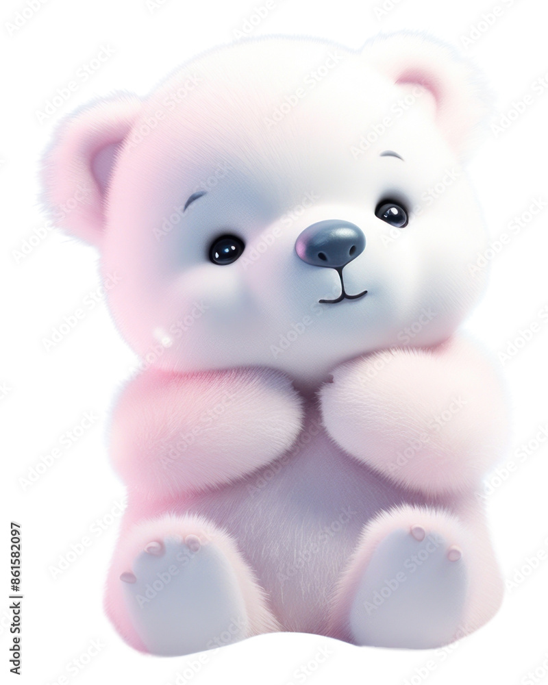 PNG Cute baby polar bear cartoon toy representation. PNG Cute baby polar bear cartoon toy representation.