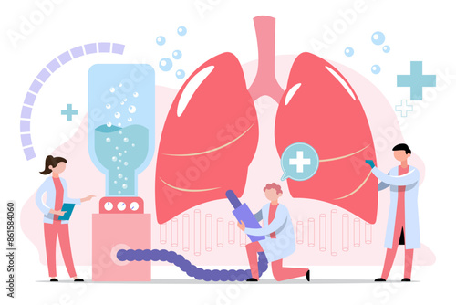 Lung inspection concept. Internal organ inspection for respiratory system illness, disease or problems.doctors examining lungs.Health and medical treatment pulmonary system design concept .