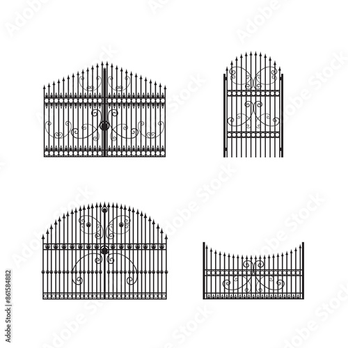 Entrance metal gate illustration