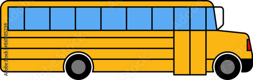 Bus Icon in Flat style. Vector bus side view.  Vector illustration.