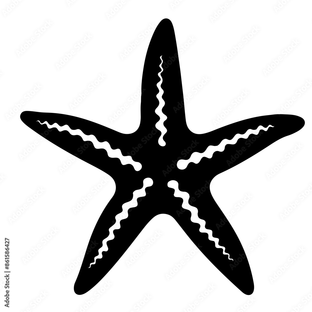 Black starfish with distinctive arms and patterns Black starfish with distinctive arms and patterns