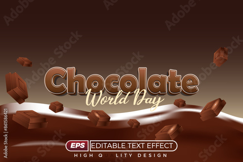 Editable 3d text effect chocolate day
