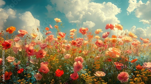 A beautiful field of flowers in bloom © Suwanlee