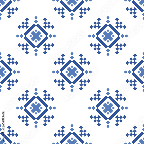 Cross Stitch embroidery seamless.Geometric pixel ethnic patterns. American, Mexican,African, mediterranean, nordic,Aztec style.Beautiful folk art background design for products, fabric,,print deco