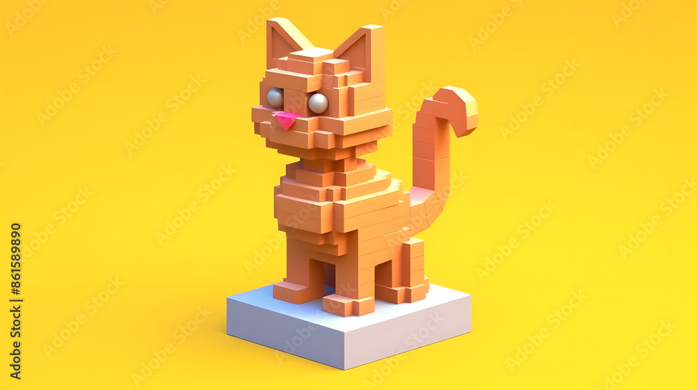 Cat 3d pixel Character Cartoon Cat 3d pixel Character Cartoon