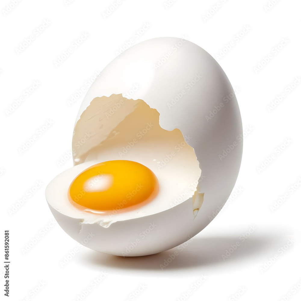 Boiled egg split into half isolated on white Boiled egg split into half isolated on white