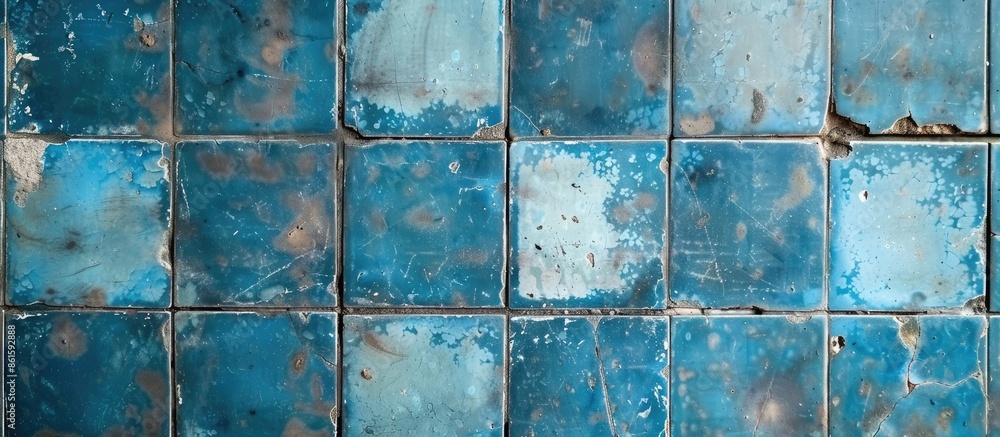 Old blue tile for background. with copy space image. Place for adding text or design Old blue tile for background. with copy space image. Place for adding text or design