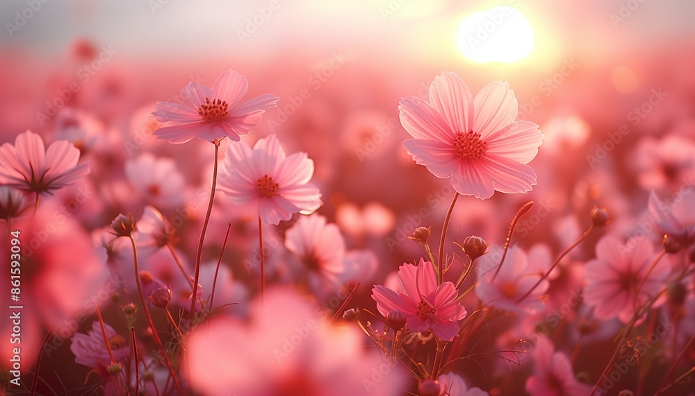 pink flowers in the field pink flowers in the field