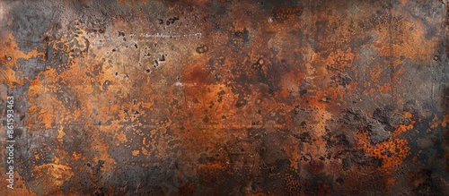 A weathered iron plate with scratches, rust, and cracks, resembling a time-worn relic, adds texture and depth to the picture. The steel hues blend in various browns, all against a blank background