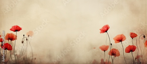 Background with poppy flowe...