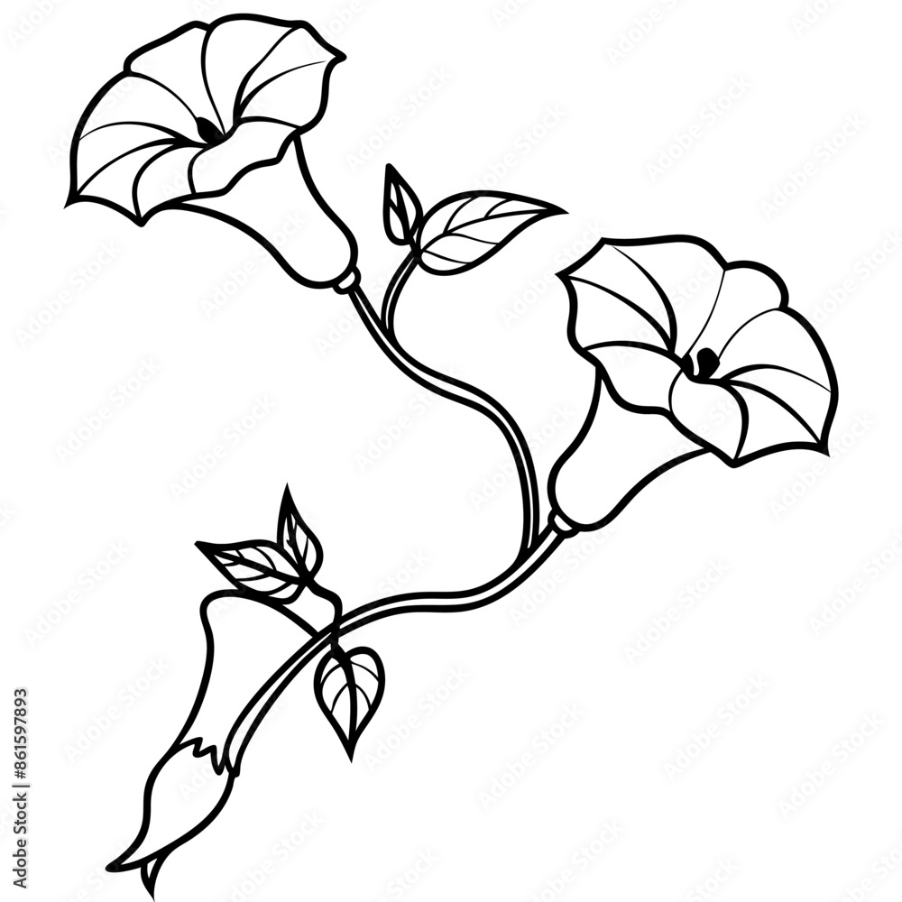 Naklejka premium Plants with flower coloring pages. Flower outline
