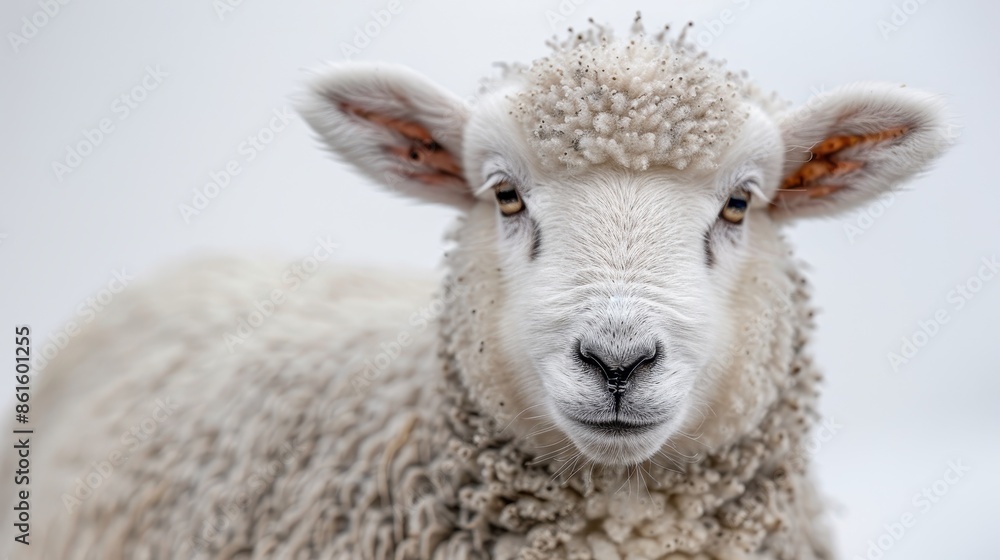 A portrait of a sheep with curly wool and a charming expression, captured in a minimalist style, emphasizing simplicity and the natural beauty of this farm animal. A portrait of a sheep with curly wool and a charming expression, captured in a minimalist style, emphasizing simplicity and the natural beauty of this farm animal.