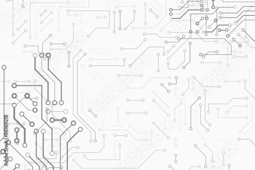 Computer circuit board texture. Technology pattern. Abstract illustration of silicon chip. Digital tech background in white and gray colors.