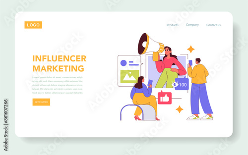 Influencer Marketing. Flat Vector Illustration