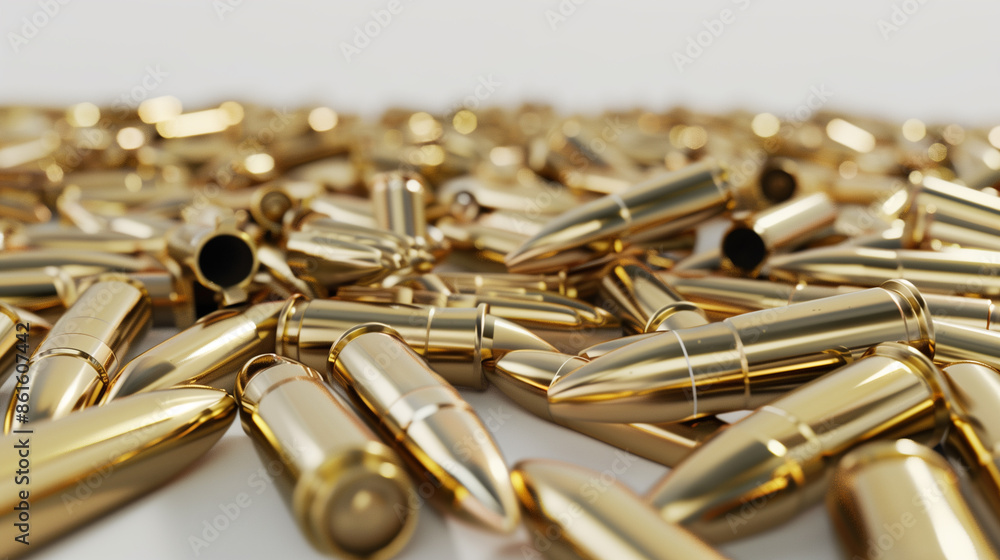Fototapeta premium たくさんの弾丸、薬莢のイメージ