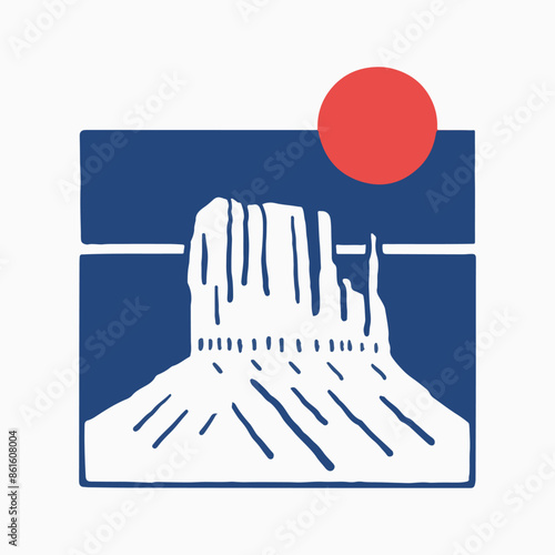 The monument valley in Utah vintage vector t shirt badge patch sticker illustration