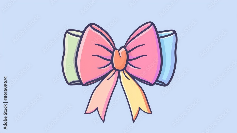 Birthday bow flat design front view present cartoon drawing Split-complementary color scheme Birthday bow flat design front view present cartoon drawing Split-complementary color scheme