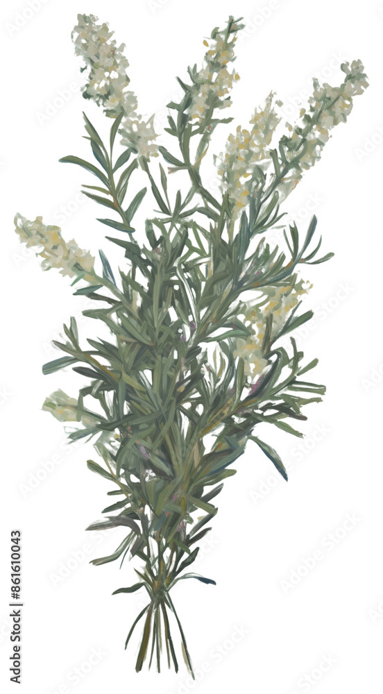 Fototapeta premium PNG Rosemary bouquet flower painting plant.