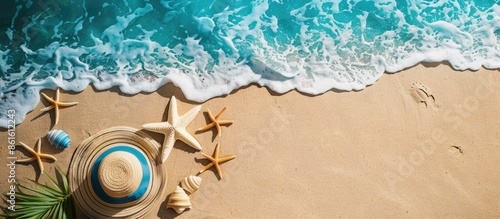 Aerial view of beach items ...