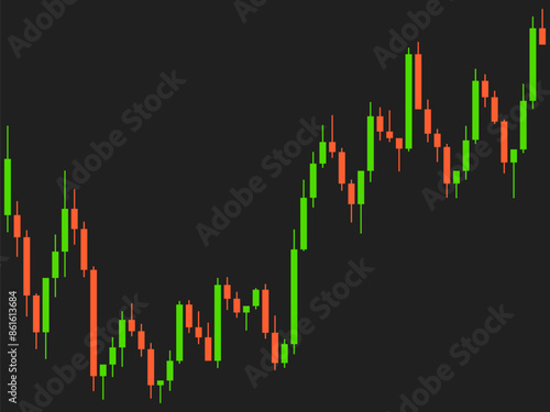 Candlestick chart of trading on the stock exchange. Trading cryptocurrency, stocks and bonds. Candlestick patterns in cryptocurrency trading. Design for banners and posters. Vector illustration