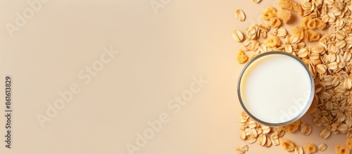 A glass of oat milk topped ...