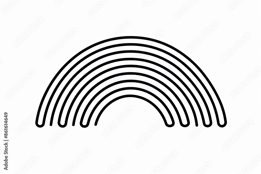 A rainbow is drawn in black and white A rainbow is drawn in black and white