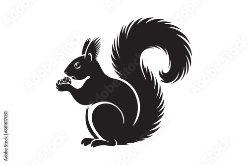 Squirrel silhouette vector art illustration.