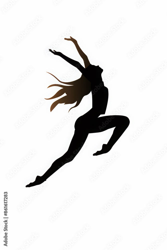 Female gymnast or dancer performing gymnastic routine silhouette illustration. Female gymnast or dancer performing gymnastic routine silhouette illustration.