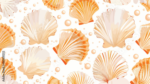 Seamless Pattern Featuring Elegant Seashells With 