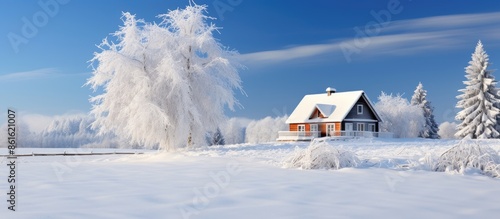 Snow-covered house and Chri...