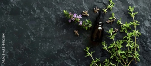 Thyme essential oil display...