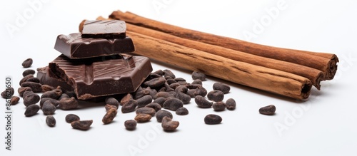 Carob chocolate against a w...