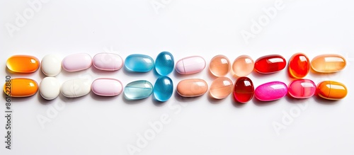 Medicine pills on a white b...