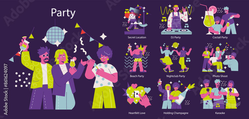 Party. Flat Vector Illustration