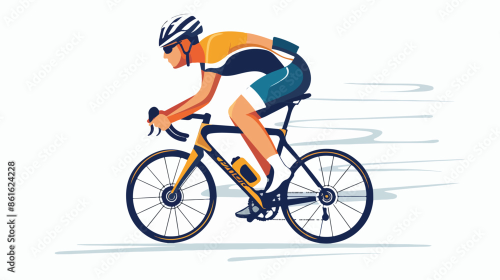 Fototapeta premium Sportsman Cyclist Engages In Rigorous Training 