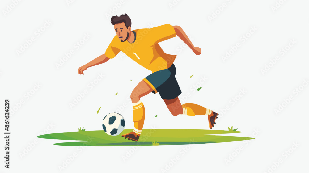 Obraz premium Sportsman Playing Soccer Isolated On White Background
