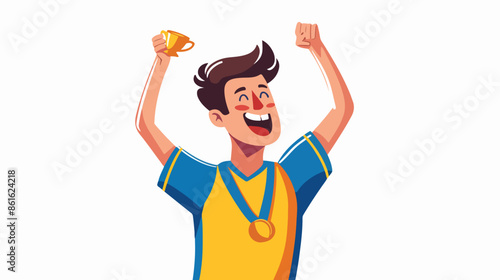 Sportive Male Character Football Player or Athlete