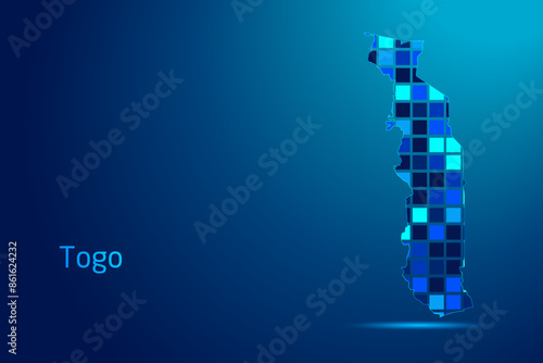 concepts of Togo Network Digital Technology Graphic illustration. Blue Color. Internet Futuristic Concept Map.