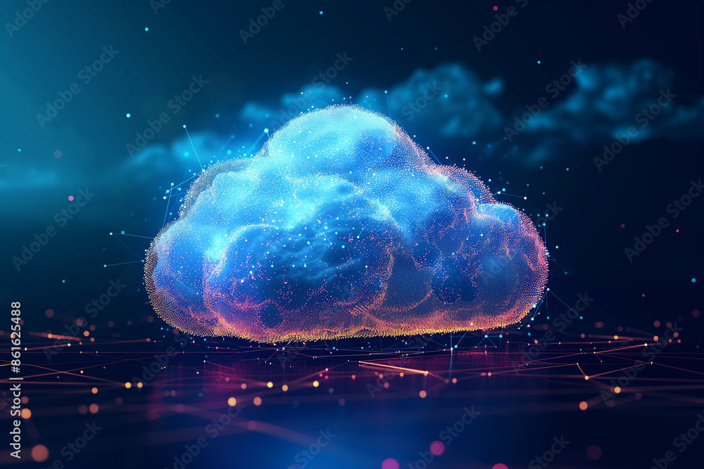Big data and Cloud computing concept with digital cloud icon, digital cloud banner, circuitry and technology connecting to digital cloud server, data transferring dynamic and electrifying wallpaper Big data and Cloud computing concept with digital cloud icon, digital cloud banner, circuitry and technology connecting to digital cloud server, data transferring dynamic and electrifying wallpaper