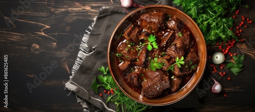 Top view of beef stewed in ...