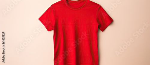 Red T-shirt showcasing a st...