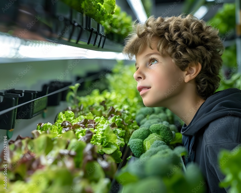 Obraz premium Vertical Farm Integrated into School Curriculum Students Learning Hands On Agriculture