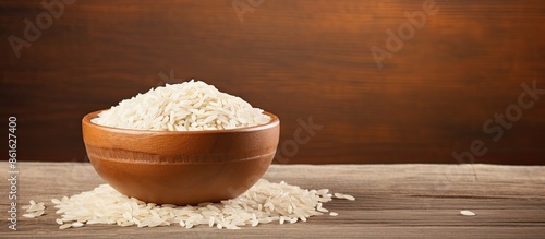 Healthy uncooked rice in a ...