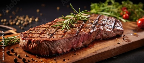 Beef steak seasoned and gri...