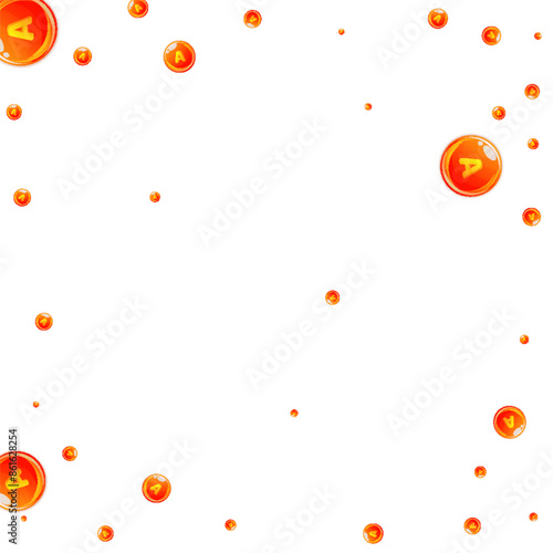 Vitamin A round capsules scattered randomly.