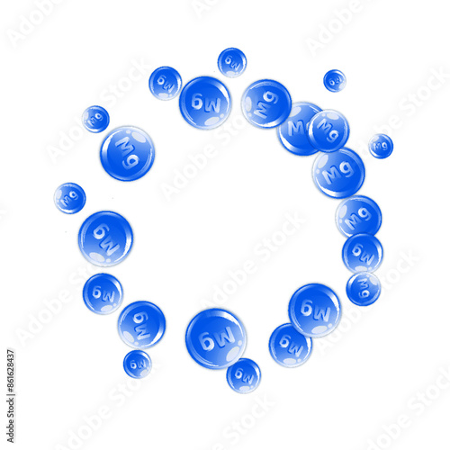 Magnesium round capsules scattered randomly.